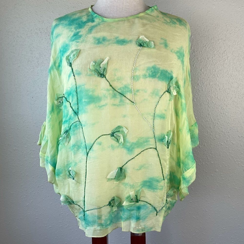 Sharon Anthony Silk Floral Shirt Free Size EUC